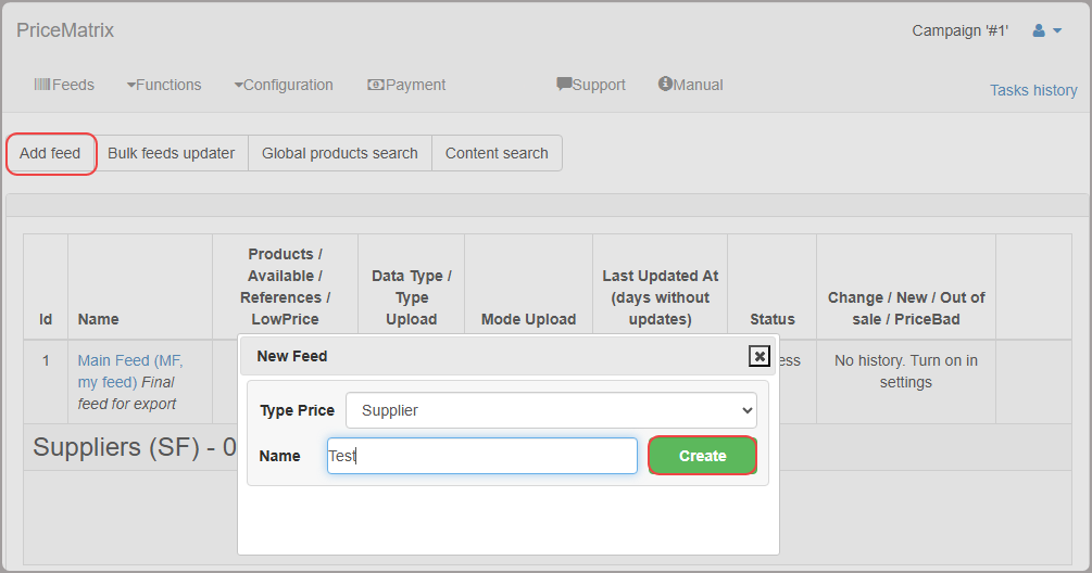 Create Supplier S Feed