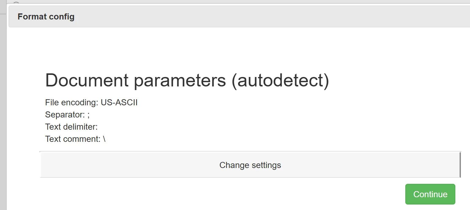 CSV autodetect: delimiter, encoding and header row detected for a supplier file