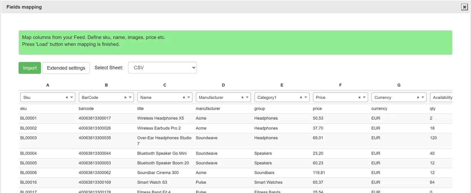 CSV product import: beyond the platform's built-in importer
