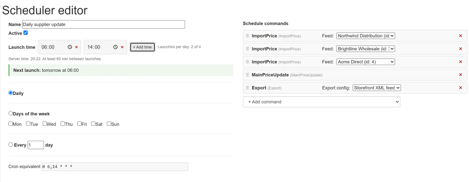Scheduling product imports: when and how often to update
