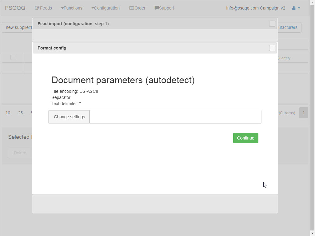 Step 3 – Encoding for CSV, delimiter and wrapper before CSV import into Shopify