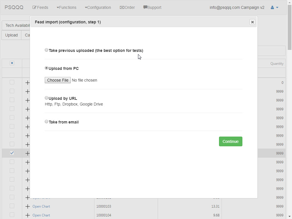Step 1 – Feed configuration for Shopify CSV import